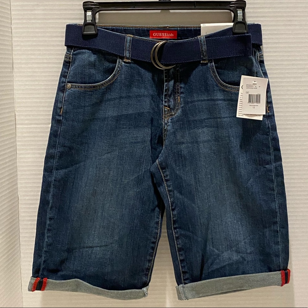 A Guess Kids boys, navy blue shorts with its belt